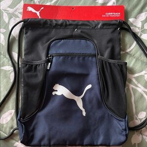 Puma Black and Navy Drawstring Carry Sack with White Logo